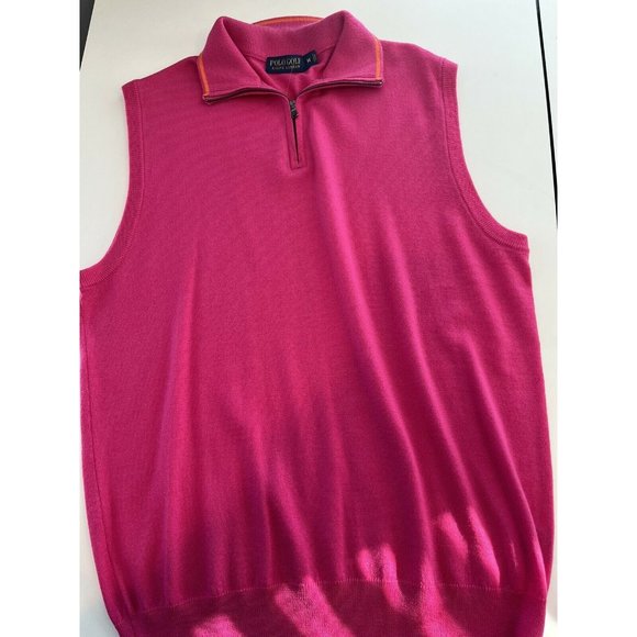 Polo Golf Ralph Lauren Merino Wool Vest Quarter Zip Pullover Vest Medium M - Picture 4 of 4